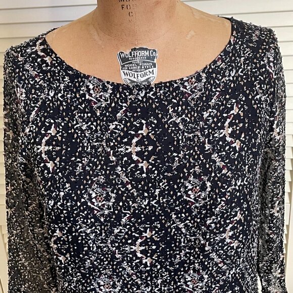 CLUB MONACO Women's Mini Dress Multicolor Sheer 3/4 sleeves Size 8 - Picture 2 of 10